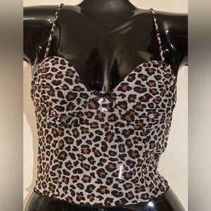 21 Saints Leopard Print Sheer Camisole Top